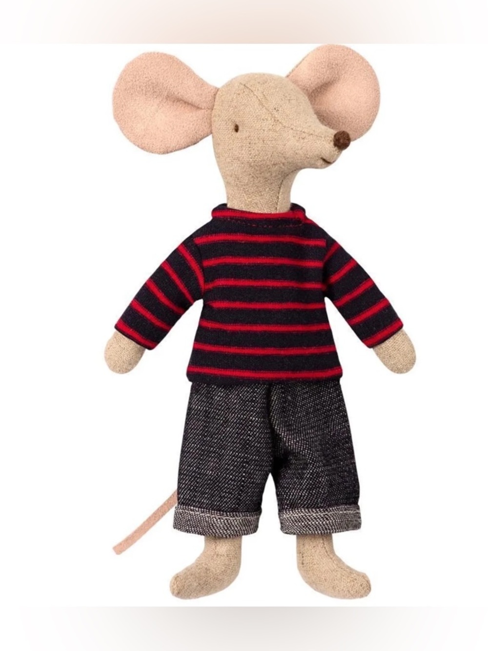 Retired Maileg Dad Mouse with Red Wooden Wagon - Picture 5 of 6